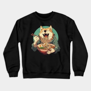 wolf eating noodles Crewneck Sweatshirt